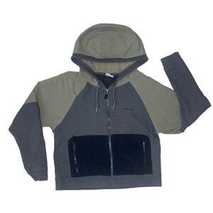 Colombia Zipper Hoodie Green/Grey Women Medium Zipper Pockets